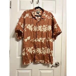 Tommy Bahama vintage Men's Large 100% Linen button Hawaiian short sleeve shirt